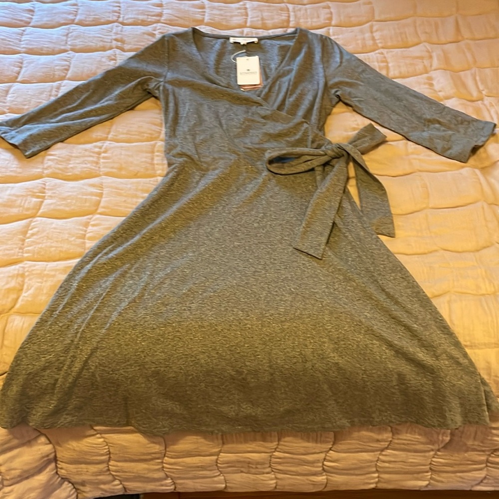 NWT Synergy Grey Faux Wrap Dress Size M